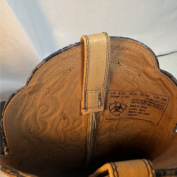 Ariat Men’s Western Cowboy Boots 8.5D Black Tan Leather Square Toe - Picture 2 of 8